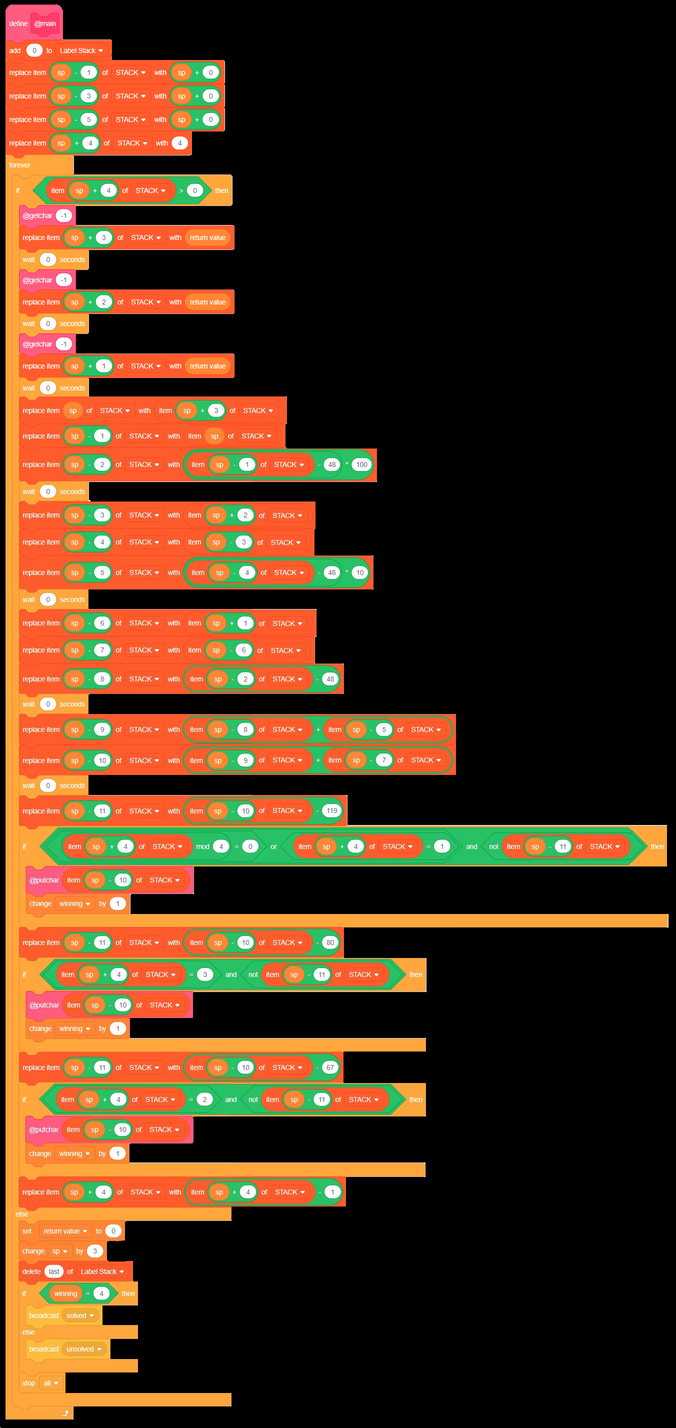 main segment of code, quite long